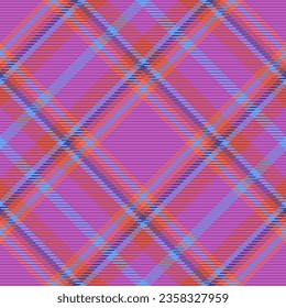 Tartan plaid texture of vector background pattern with a check textile seamless fabric in violet and red colors.
