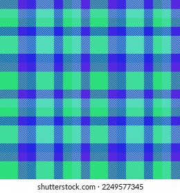Tartan plaid vector. Check textile fabric. Seamless texture background pattern in blue and green colors.