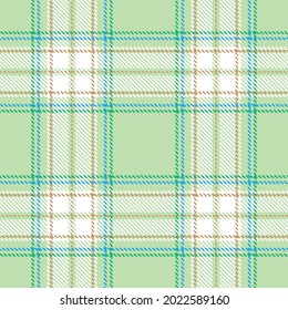 Tartan plaid white brown blue color line fabric texture green background seamless pattern , Gift box wrapping paper . Check design shirt , Scottish cage ,Vector illustration