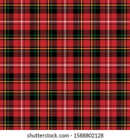 Tartan plaid white yellow green red  line fabric texture red background seamless pattern ,Scottish cage, New year Christmas Decoration ,Vector illustration