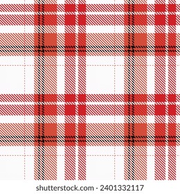 Tartan Plaids pattern seamless red white colour background.  Xmas Scottish Buffolo check flannel art design fo print fabric clots jacket kilt cotton fashion lumberjack 