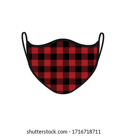 tartan printed mask design on black background