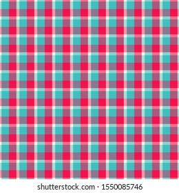 Tartan red and cyan pattern.Texture for plaid, tablecloths, clothes, shirts, dresses, paper, bedding, blankets, quilts and other textile products. Vector illustration EPS 10