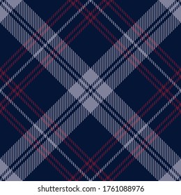 Tartan Scotland plaid pattern vector in purple, blue, pink. Seamless dark check plaid graphic for skirt, flannel shirt, duvet cover, or other modern autumn winter fashion textile design.