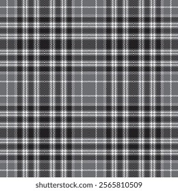 Tartan scotland seamless plaid pattern vector. Black, white and grey color square geometric texture