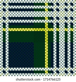 Tartan Scottish contrast seamless pattern in white, green, blue and yellow colors, texture for flannel shirt, plaid, tablecloths, clothes, blankets and other textile