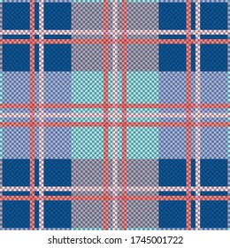 Tartan Scottish seamless pattern in blue, grey and pink hues, texture for flannel shirt, plaid, tablecloths, clothes, blankets and other textile