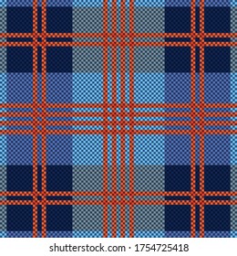 Tartan Schottisches nahtloses Muster in Blau, Grau und Orange, Textur für Flanellhemden, Plaid, Tischdecken, Kleidung, Decken und andere Spinnstoffe