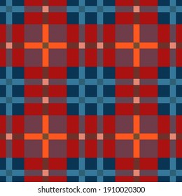 Tartán Escocia patrón sin costuras en colores azul, rojo, naranja y turquesa, textura para camisa de franela, mantel, manteles, ropa, mantas y otros textiles