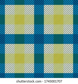 Tartan Scottish seamless pattern mainly in blue and yellow hues, texture for tartan, plaid, tablecloths, clothes, bedding, blankets and other textile