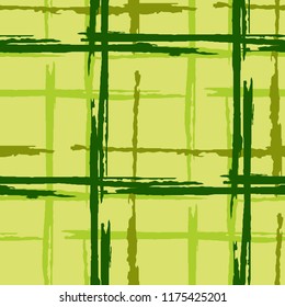 Tartan. Seamless Background with Stripes. Abstract Texture with Horizontal and Vertical Dry Brush Strokes. Scribbled Grunge Pattern for Wallpaper, Print, Cotton. Irish Ornament. Vector Texture.
