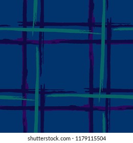 Tartan. Seamless Background with Stripes. Abstract Texture with Horizontal and Vertical Brush Strokes. Scribbled Grunge Motif for Print, Fabric, Textile. Scottish Motiff. Vector Texture.