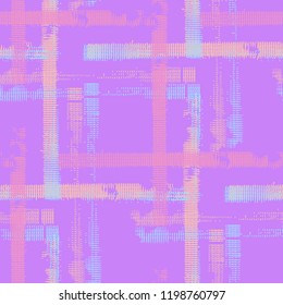 Tartan. Seamless Background with Stripes. Abstract Texture with Horizontal and Vertical Strokes. Scribbled Grunge Pattern for Print, Fabric, Textile. Irish Ornament. Vector Texture.