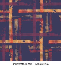 Tartan. Seamless Background with Stripes. Abstract Texture with Horizontal and Vertical Strokes. Scribbled Grunge Rapport for Chintz, Curtain, Paper. Irish Ornament. Vector Texture.