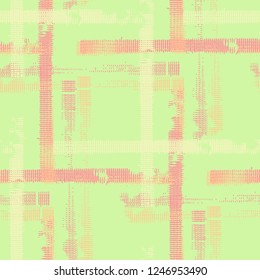 Tartan. Seamless Background with Stripes. Abstract Texture with Horizontal and Vertical Strokes. Scribbled Grunge Motif for Print, Fabric, Textile.  Scottish Ornament. Vector Texture.