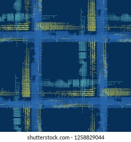Tartan. Seamless Background with Stripes. Abstract Texture with Horizontal and Vertical Strokes. Scribbled Grunge Pattern for Wallpaper, Fabric, Print. Irish Ornament. Vector Texture.