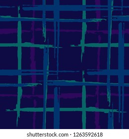 Tartan. Seamless Background with Stripes. Abstract Texture with Horizontal and Vertical Dry Brush Strokes. Scribbled Grunge Pattern for Wallpaper, Print, Textile. Irish Ornament. Vector Texture.