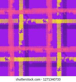 Tartan. Seamless Background with Stripes. Abstract Texture with Horizontal and Vertical Strokes. Scribbled Grunge Rapport for Dress, Curtain, Paper. Irish Ornament. Vector Texture.