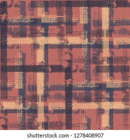 Tartan. Seamless Background with Stripes. Abstract Texture with Horizontal and Vertical Strokes. Scribbled Grunge Pattern for Wallpaper, Cotton, Textile. Irish Ornament. Vector Texture.
