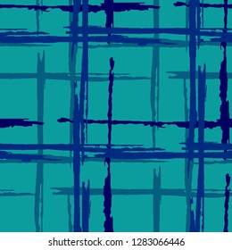 Tartan. Seamless Background with Stripes. Abstract Texture with Horizontal and Vertical Brush Strokes. Scribbled Grunge Rapport for Dress, Curtain, Paper. Scottish Ornament. Vector Texture.