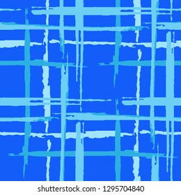 Tartan. Seamless Background with Stripes. Abstract Texture with Horizontal and Vertical Brush Strokes. Scribbled Grunge Motif for Wallpaper, Cotton, Textile. Irish Ornament. Vector Texture.