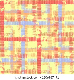 Tartan. Seamless Background with Stripes. Abstract Texture with Horizontal and Vertical Strokes. Scribbled Grunge Rapport for Linen, Paper, Tablecloth. Irish Ornament. Vector Texture.