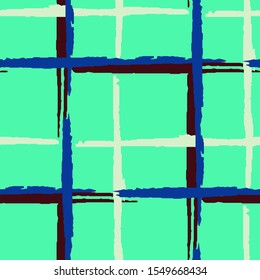 Tartan. Seamless Background with Stripes. Abstract Texture with Horizontal and Vertical Dry Brush Strokes. Scribbled Grunge Rapport for Wallpaper, Fabric, Textile. Scottish Motiff. Vector Texture.