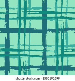 Tartan. Seamless Background with Stripes. Abstract Texture with Horizontal and Vertical Dry Brush Strokes. Scribbled Grunge Rapport for Wallpaper, Cotton, Textile. Scottish Ornament. Vector Texture.