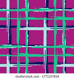 Tartan. Seamless Background with Stripes. Abstract Texture with Horizontal and Vertical Brush Strokes. Scribbled Grunge Motif for Dress, Paper, Tablecloth. Scottish Motiff. Vector Texture.