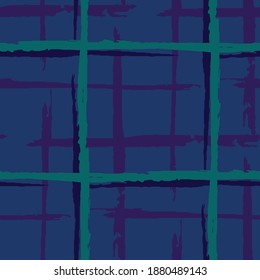 Tartan. Seamless Background with Stripes. Abstract Texture with Horizontal and Vertical Brush Strokes. Scribbled Grunge Rapport for Cotton, Print, Calico. Scottish Motiff. Vector Texture.