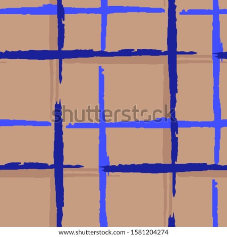 Tartan. Seamless Background with Stripes. Abstract Texture with Horizontal and Vertical Brush Strokes. Scribbled Grunge Motif for Dress, Paper, Tablecloth. Scottish Ornament. Vector Texture.