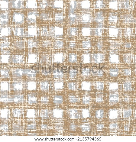 Tartan. Seamless beige Background with Stripes. Abstract Texture with Horizontal and Vertical Strokes. Scribbled Grunge Rapport for Chintz, Linen, Paper. Irish Ornament. Vector Texture.