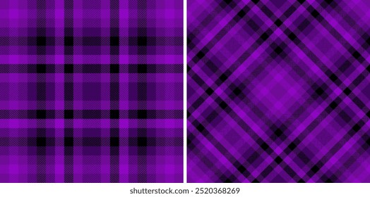 Tartan verificação sem costura de padrão de fundo xadrez com uma textura têxtil vetor de tecido. Definido em cores escuras. Ideias de decoração de casa chique.