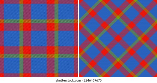 Tartan nahtlose Prüfung. Textile Hintergrundmuster. Stoffstruktur gepolsterte Vektorgrafik in Set.