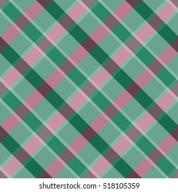 Tartan. Seamless checkered diagonal pattern on a green background.