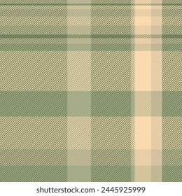 Tartan seamless fabric of check texture vector with a textile plaid pattern background in green and peach puff colors.