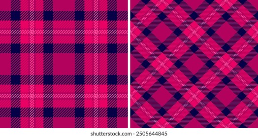 Tejido sin costuras de tartán de Vector a prueba de fondo con un patrón de textura textil a cuadros. Conjunto en colores neón para patrones de espiga en la moda y el diseño.