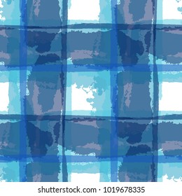 Tartan. Seamless Grunge Pattern with Hand Painted Crossing Lines for Print, Upholstery, Textile. Rustic Check Texture. Vector Seamless Kilt Texture. Scottish 
Ornament