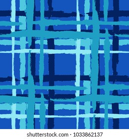 Tartan. Seamless Grunge Pattern with Hand Painted Crossing Lines for Print, Upholstery, Textile. Rustic Check Texture. Vector Seamless Tartan. Scottish 
Ornament
