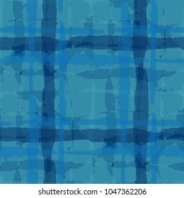 Tartan. Seamless Grunge Pattern with Hand Painted Crossing Lines for Print, Upholstery, Cloth. Rustic Check Texture. Vector Seamless Kilt Texture. Scottish 
Ornament