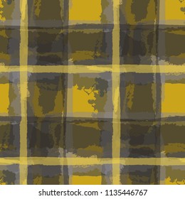 Tartan. Seamless Grunge Pattern with Hand Painted Crossing Brush Strokes for Wallpaper, Linen, Sportswear. Rustic Check Texture. Vector Seamless Tartan. Scottish 
Ornament