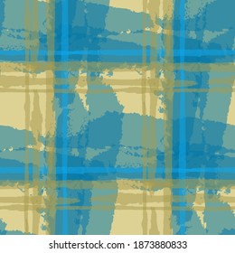 Tartan. Nahtlose Grunge-Muster mit handgemalten Pinselstrichen für Druck, Polster, Tuch. Rustikale Prüfung Textur. Vektornahtlose Plaid. Schottisches Ornament