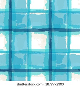 Tartán. Patrón de Grunge sin manchas con líneas de cruce pintadas a mano para papel tapiz, lino, tela. Textura de verificación rústica. Textura del Kilt sin vectores. Ornamento escocés