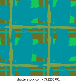 Tartan. Seamless Grunge Pattern with Hand Painted Crossing Brush Strokes for Print, Upholstery, Cloth. Rustic Check Texture. Vector Seamless Tartan. Scottish 
Ornament