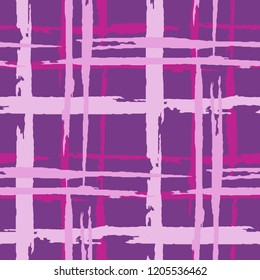 Tartan. Seamless Grunge Stripes. Abstract Texture with Horizontal and Vertical Dry Brush Strokes. Scribbled Grunge Motif for Calico, Print, Textile. Irish Ornament. Vector Texture.