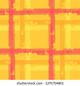 Tartan. Seamless Grunge Stripes. Abstract Texture with Horizontal and Vertical Strokes. Scribbled Grunge Rapport for Chintz, Curtain, Paper. Scottish Motiff. Vector Texture.