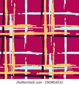 Tartan. Seamless Grunge Stripes. Abstract Texture with Horizontal and Vertical Brush Strokes. Scribbled Grunge Motif for Wallpaper, Fabric, Textile. Scottish Motiff. Vector Texture.