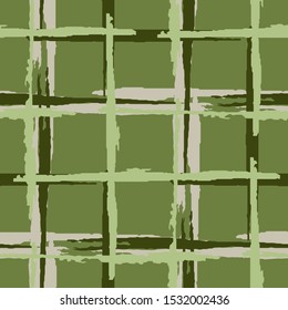Tartan. Seamless Grunge Stripes. Abstract Texture with Horizontal and Vertical Brush Strokes. Scribbled Grunge Rapport for Cotton, Calico, Textile. Scottish Motiff. Vector Texture.