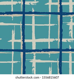Tartan. Seamless Grunge Stripes. Abstract Texture with Horizontal and Vertical Brush Strokes. Scribbled Grunge Rapport for Cotton, Print, Textile. Irish Ornament. Vector Texture.