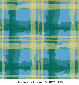 Tartan. Seamless Grunge Texture with Hand Painted Crossing Stripes for Wrapping Paper, Linen, Sportswear. Rustic Check Texture. Vector Seamless Plaid. Scottish 
Ornament